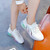 Women's white flyknit stripe pattern sport shoe sneaker 02