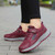 Women's red velcro lace pattern & prints sport shoe sneaker 08