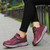 Women's red velcro lace pattern & prints sport shoe sneaker 09