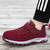 Women's red flyknit velcro lace accents sport label shoe sneaker 06