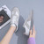 Women's grey casual patterned lace up shoe sneaker 06