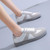 Women's grey casual patterned lace up shoe sneaker 03