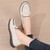 Women's beige retro accents penny slip on shoe loafer 06
