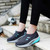 Women's blue stripe & prints slip on rocker bottom shoe sneaker 02