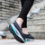 Women's blue stripe & prints slip on rocker bottom shoe sneaker 05