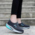 Women's blue stripe & prints slip on rocker bottom shoe sneaker 08