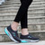 Women's blue stripe & prints slip on rocker bottom shoe sneaker 10