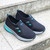 Women's blue stripe & prints slip on rocker bottom shoe sneaker 11