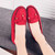 Women's red suede bow tie slip on shoe loafer sewn accents 05