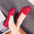 Women's red suede bow tie slip on shoe loafer sewn accents 07