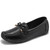 Women's black bow tie slip on shoe loafer sewn accents 01