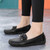 Women's black bow tie slip on shoe loafer sewn accents 09