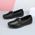 Women's black bow tie slip on shoe loafer sewn accents 10