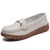 Women's grey metal buckle stitch accents slip on shoe loafer 01