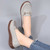 Women's grey metal buckle stitch accents slip on shoe loafer 05