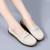 Women's beige stitch accents twist strap slip on shoe loafer 04