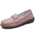Women's brown stitch accents twist strap slip on shoe loafer 01