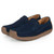 Women's navy plain stitch accents casual suede slip on shoe loafer 05