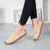 Women's khaki plain stitch accents casual suede slip on shoe loafer 03