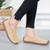 Women's khaki plain stitch accents casual suede slip on shoe loafer 04