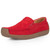 Women's red plain stitch accents casual suede slip on shoe loafer 01