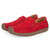 Women's red plain stitch accents casual suede slip on shoe loafer 04