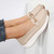 Women's beige metal ornaments buckle casual slip on shoe loafer 03