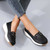 Women's black buckle strap casual slip on shoe loafer 08 Women's black buckle strap casual slip on shoe loafer 08