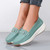 Women's green buckle strap casual slip on shoe loafer 03