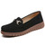 Women's black casual metal buckle suede slip on shoe loafer 01
