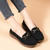Women's black casual metal buckle suede slip on shoe loafer 05