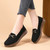 Women's black casual metal buckle suede slip on shoe loafer 07