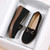 Women's black casual metal buckle suede slip on shoe loafer 09