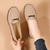 Women's apricot casual metal buckle suede slip on shoe loafer 06