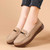 Women's apricot casual metal buckle suede slip on shoe loafer 04