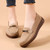 Women's apricot casual metal buckle suede slip on shoe loafer 05