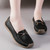 Women's black casual metal buckle sewn accents slip on shoe loafer 06 Women's black casual metal buckle sewn accents slip on shoe loafer 06