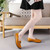Women's yellow casual metal buckle sewn accents slip on shoe loafer 07