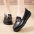 Women' black casual metal buckle sewn accents slip on shoe loafer 02