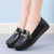 Women's black ornament buckle sewn accents slip on shoe loafer 03 Women's black ornament buckle sewn accents slip on shoe loafer 03
