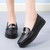 Women's black ornament buckle sewn accents slip on shoe loafer 06 Women's black ornament buckle sewn accents slip on shoe loafer 06