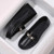 Women's black ornament buckle sewn accents slip on shoe loafer 09 Women's black ornament buckle sewn accents slip on shoe loafer 09