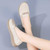 Women's beige ornament buckle sewn accents slip on shoe loafer 03