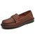 Women's brown sewn accents penny slip on shoe loafer 01