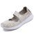 Women's beige knit check accents low cut slip on shoe 01