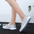Women's beige knit check accents low cut slip on shoe 03