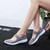 Women's grey knit check accents low cut slip on shoe 03