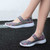 Women's grey knit check accents low cut slip on shoe 04