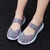 Women's grey knit check accents low cut slip on shoe 05