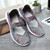 Women's grey knit check accents low cut slip on shoe 10
